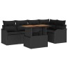 Ensemble de canapé de jardin 6 pcs Noir Poly rotin 566694566694