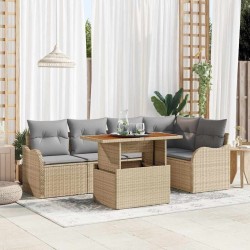 Ensemble de canapé de jardin 6 pcs Beige Poly rotin 566695566695