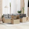 Ensemble de canapé de jardin 6 pcs Beige Poly rotin 566695566695