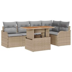 Ensemble de canapé de jardin 6 pcs Beige Poly rotin 566695566695