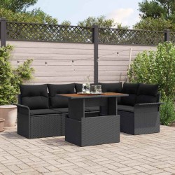 Ensemble de canapé de jardin 6 pcs Noir Poly rotin 566699566699