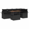 Ensemble de canapé de jardin 6 pcs Noir Poly rotin 566699566699