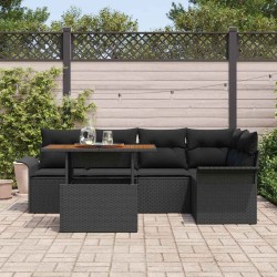 Ensemble de canapé de jardin 6 pcs Noir Poly rotin 566699566699