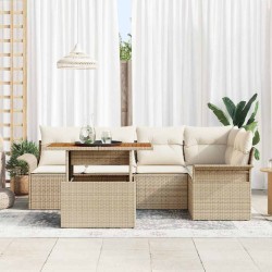 Ensemble de canapé de jardin 6 pcs Beige Poly rotin 566700566700