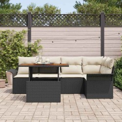 Ensemble de canapé de jardin 6 pcs Noir Poly rotin 566702566702