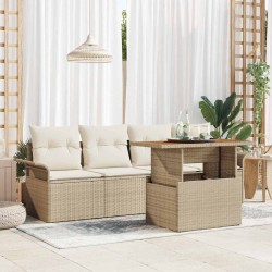 Ensemble de canapé de jardin 5 pcs Beige Poly rotin 566704566704