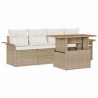 Ensemble de canapé de jardin 5 pcs Beige Poly rotin 566704566704