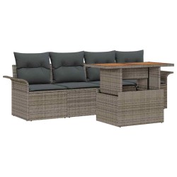 Ensemble de canapé de jardin 5 pcs Gris Poly rotin 566706566706