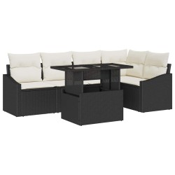 Ensemble de canapé de jardin avec coussin 6 pcs Noir et Crème 566707566707