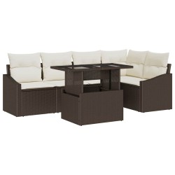 Ensemble de canapé de jardin avec coussin 6 pcs Marron et Crème 566708566708