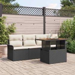 Ensemble de canapé de jardin 5 pcs Noir Poly rotin 566713566713