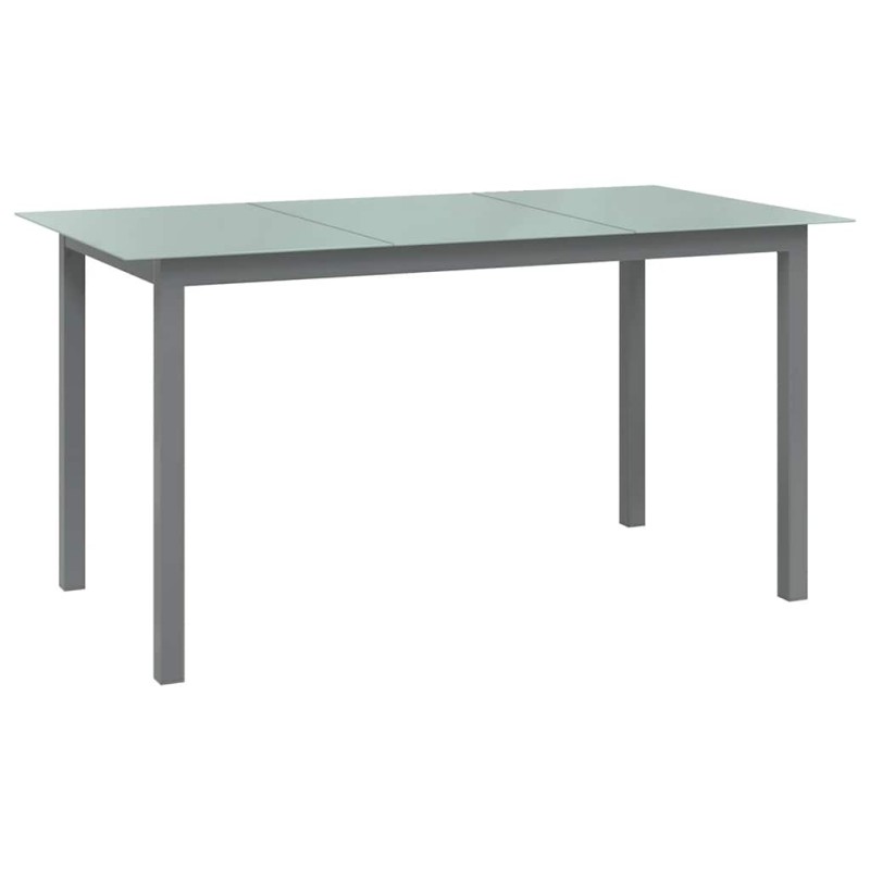 Table de jardin Gris clair 150x90x74 cm Aluminium et verre 566716566716