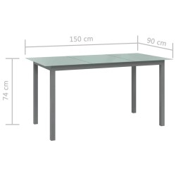 Table de jardin Gris clair 150x90x74 cm Aluminium et verre 566716566716