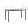 Table de jardin Gris clair 150x90x74 cm Aluminium et verre 566716566716