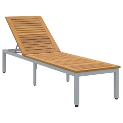 Transat Gris 200 x 55 x 35 cm Bois d'Acacia Massif 566833566833