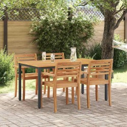 Table de jardin Naturel et Noir 150 x 90 x 75 cm 566835566835