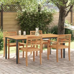 Table de jardin Naturel et Noir 180 x 90 x 75 cm 566836566836