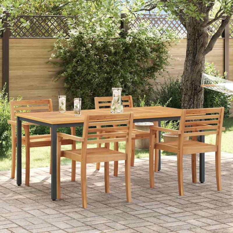 Table de jardin Naturel et Noir 180 x 90 x 75 cm 566836566836