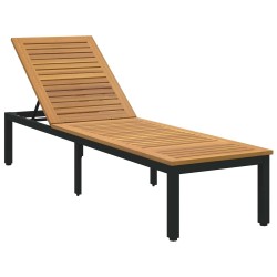 Transat Noir 200 x 55 x 35 cm Bois d'Acacia Massif 566841566841