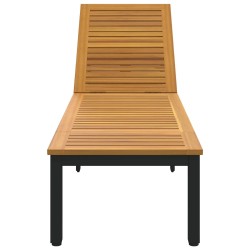 Transat Noir 200 x 55 x 35 cm Bois d'Acacia Massif 566841566841