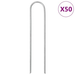 Piquets de sol en forme de U 50 pcs 15x3,5 cm acier galvanisé 566846566846