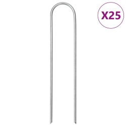 Piquets de sol en forme de U 25 pcs 15x3,5 cm acier galvanisé 566886566886