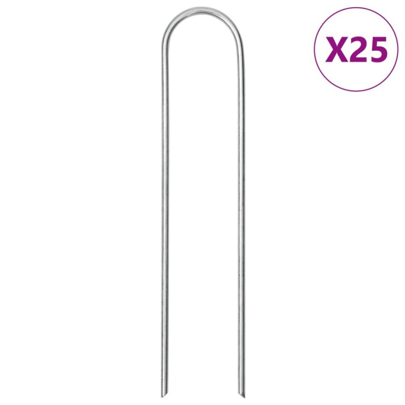 Piquets de sol en forme de U 25 pcs 15x3,5 cm acier galvanisé 566886566886