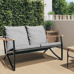 Banc de jardin avec coussins 120 cm noir acier 566939566939