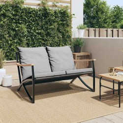 Banc de jardin avec coussins 120 cm noir acier 566939566939