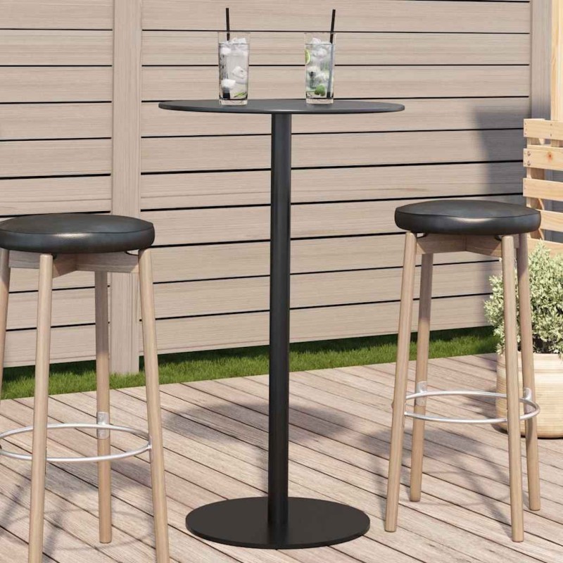 Table de jardin ronde noir Ø60x105 cm acier 566941566941
