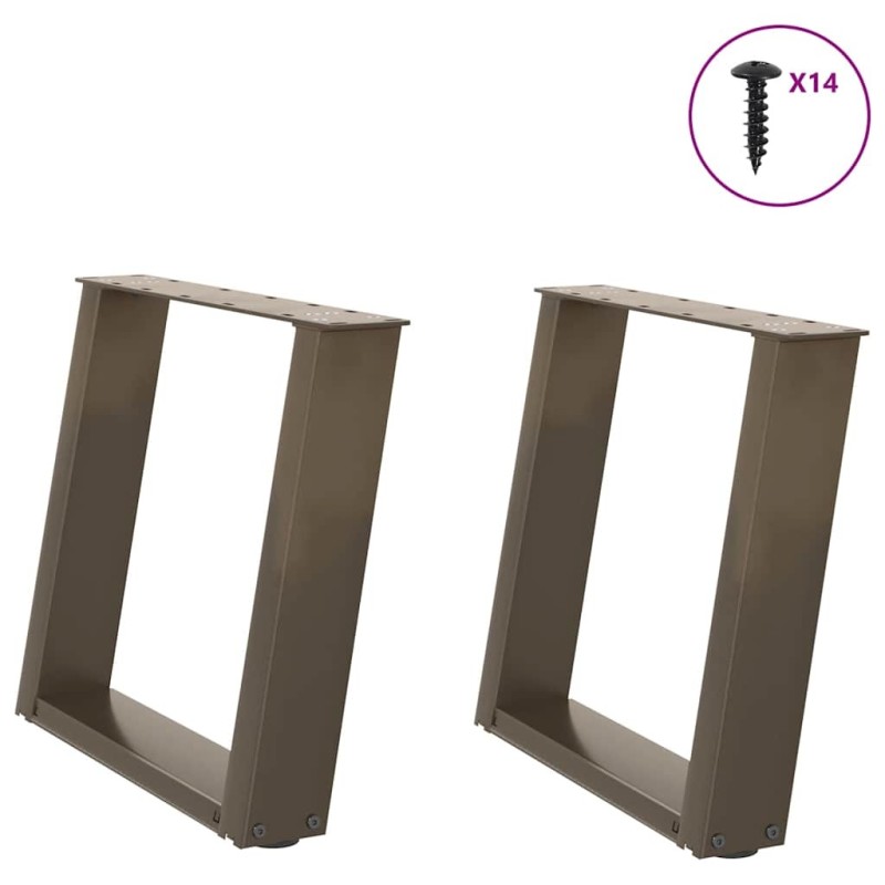 Pieds de table basse en U, 2 pièces, acier naturel, 50 x (42-43) cm 566948566948