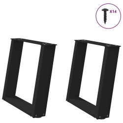 Pieds de table basse en U, 2 pièces, noir, 50 x (42-43) cm, acier 566954566954