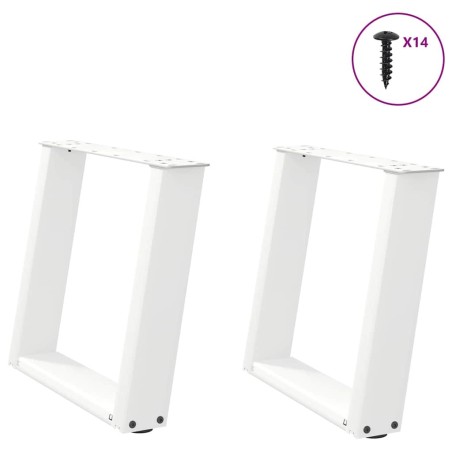 Pieds de table basse en U, 2 pièces, blanc, 50 x (42-43) cm, acier 566955566955