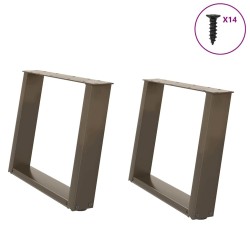 Pieds de table basse en U, 2 pièces, acier naturel, 70 x (42-43) cm 566959566959