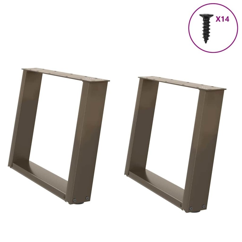 Pieds de table basse en U, 2 pièces, acier naturel, 70 x (42-43) cm 566959566959