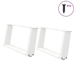 Pieds de table basse en U 2 pièces Blanc 70 x (30-31) cm Acier 566960566960