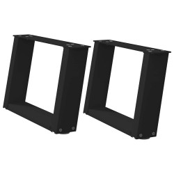 Pieds de table basse en U, 2 pièces, noir, 40 x (30-31) cm, acier 566962566962