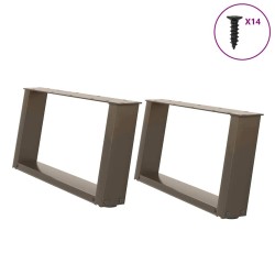 Pieds de table basse en U, 2 pièces, acier naturel, 70 x (30-31) cm 566965566965