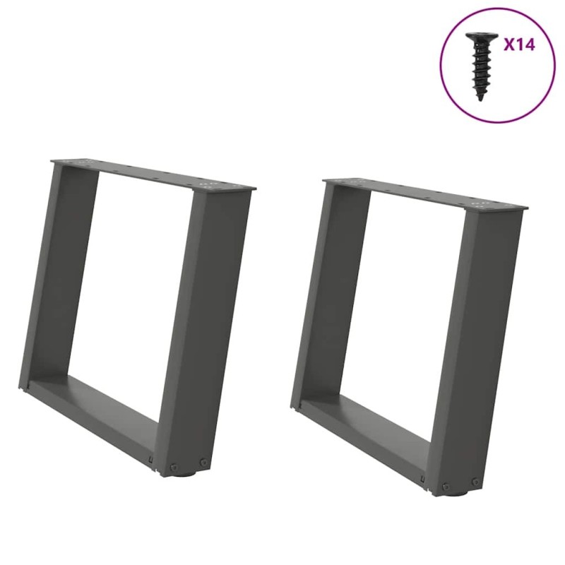 Pieds de table basse en U 2 pièces Anthracite 60 x (42-43) cm Acier 566968566968