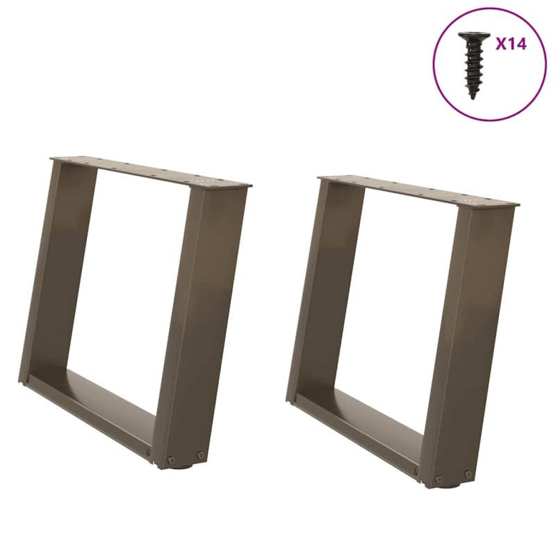 Pieds de table basse en U, 2 pièces, acier naturel, 60 x (42-43) cm 566969566969