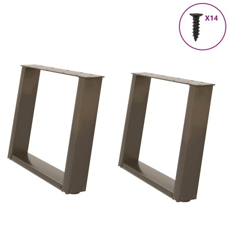 Pieds de table basse en U, 2 pièces, acier naturel, 60 x (42-43) cm 566969566969