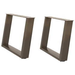 Pieds de table basse en U, 2 pièces, acier naturel, 60 x (42-43) cm 566969566969