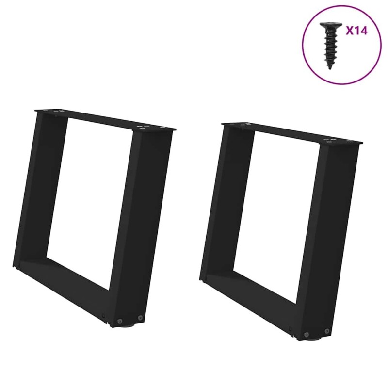 Pieds de table basse en U 2 pièces Noir 70 x (42-43) cm Acier 566971566971