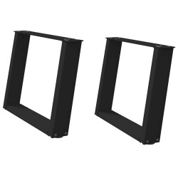 Pieds de table basse en U 2 pièces Noir 70 x (42-43) cm Acier 566971566971