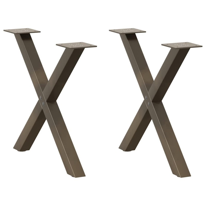 Pieds de table basse en forme de X, 2 pièces, acier naturel, 50 x (42-43) cm 566976566976