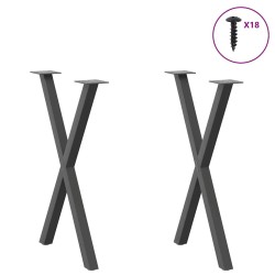 Pieds de table à manger en forme de X 2 pièces Anthracite 50 x (72-73) cm Acier 566978566978
