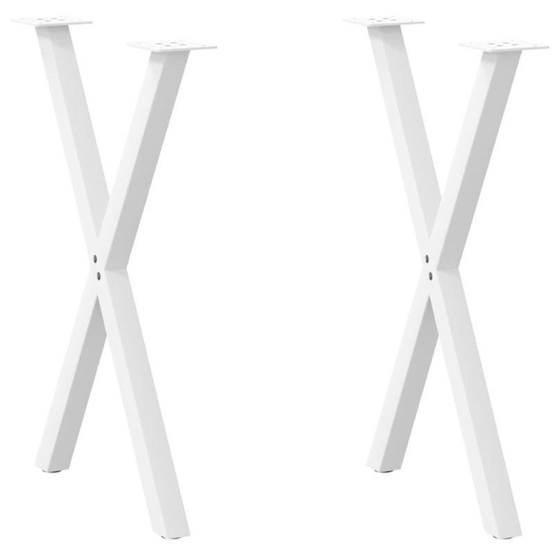 Pieds de table à manger en forme de X, 2 pièces, blanc, 57 x (72-73) cm, acier 566979566979