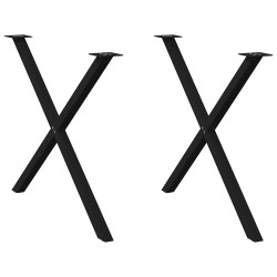 Pieds de table à manger en forme de X, 2 pièces, noir, 90 x (72-73) cm, acier 566980566980
