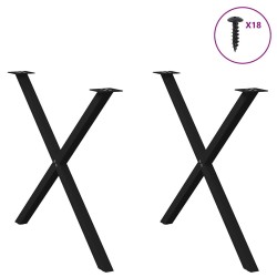 Pieds de table à manger en forme de X, 2 pièces, noir, 90 x (72-73) cm, acier 566980566980