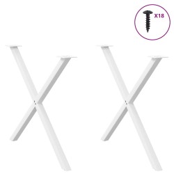 Pieds de table à manger en forme de X, 2 pièces, blanc, 90 x (72-73) cm, acier 566981566981